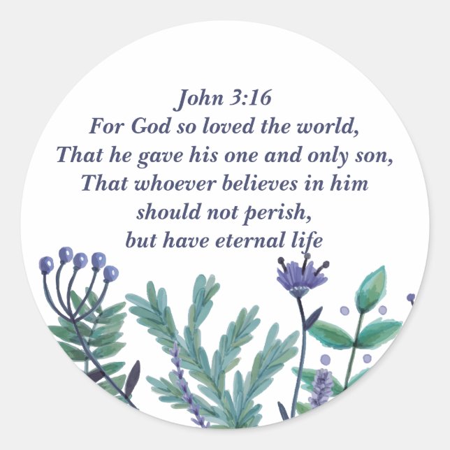 Inspirational Easter Bible Verse John 3:16 Church Classic Round Sticker (Front)