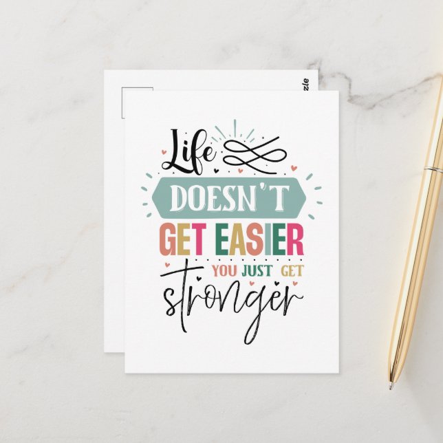Inspirational easy life word art  postcard (Front/Back In Situ)