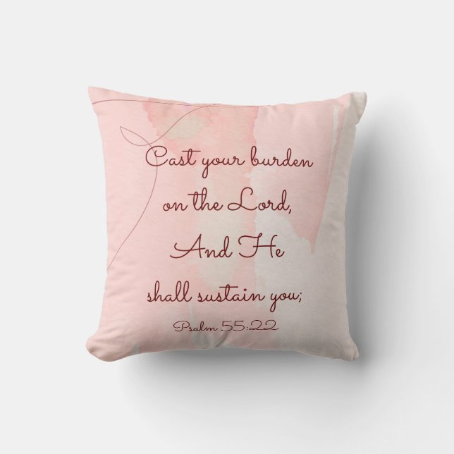 Inspirational Encouragement Bible Verse Psalm 55 Cushion (Front)