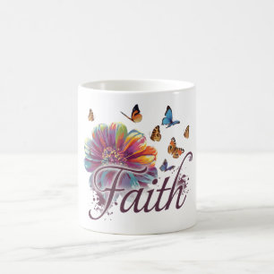 Inspirational Faith Flower Butterflies Coffee Mug