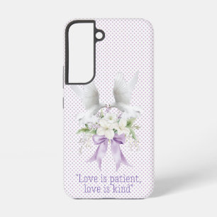 Inspirational Faith Mauve Dots Doves Foral Bow Samsung Galaxy Case