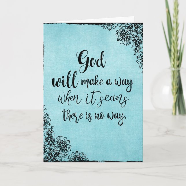 Inspirational Faith Quote God will Make a Way Note Card (Front)