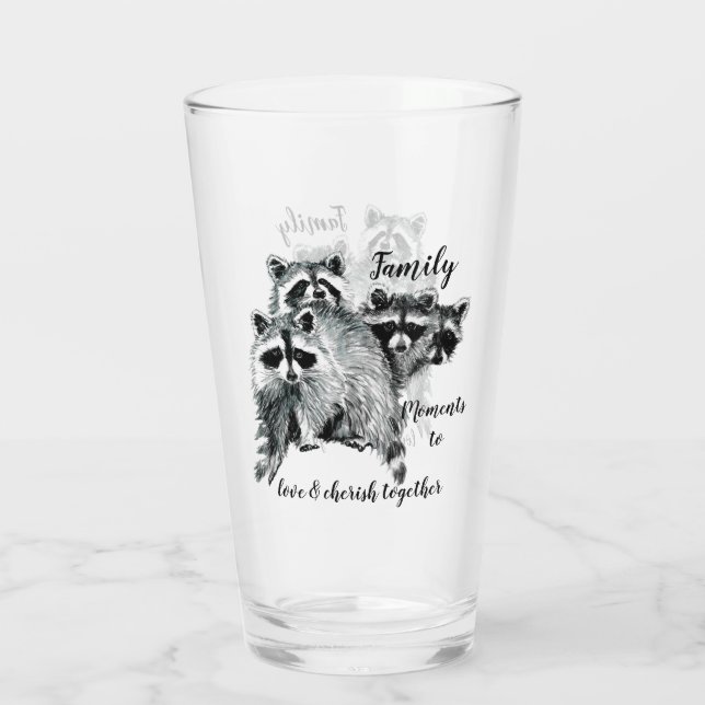 Inspirational Family Quote Cute Raccoons Animal  Glass (Back)