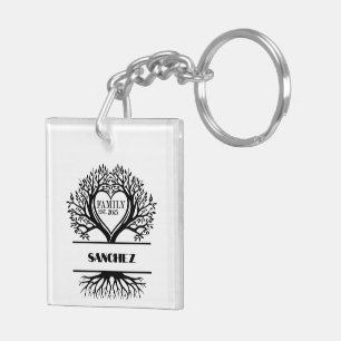Inspirational family quotes on a tree with roots key ring