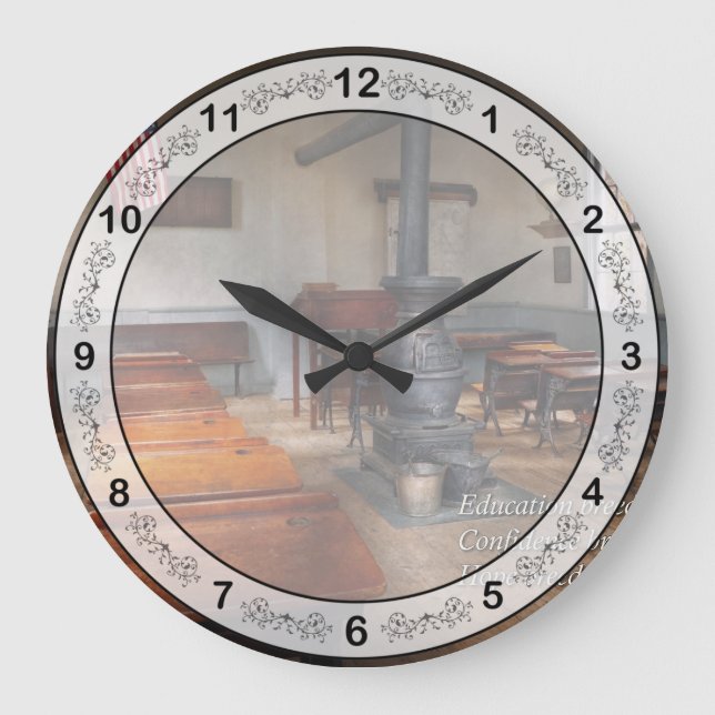 Inspirational - First day of school - Confucius Large Clock (Front)