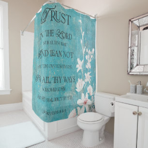 Inspirational Floral Bible Verse  Shower Curtain