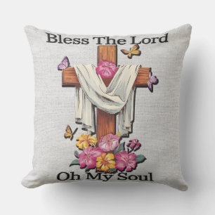 Inspirational Floral Cross /Scripture Cushion