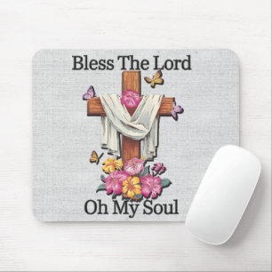 Inspirational Floral Cross /Scripture Mouse Pad