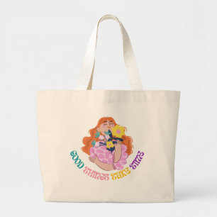 Inspirational Floral Girl Aesthetic Design Large Tote Bag