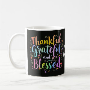 Inspirational Floral Gratitude Wreath Handcrafted Coffee Mug