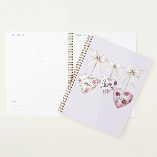 Inspirational Floral Love Hope Joy Hearts Bow Planner (Display)