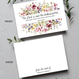 Inspirational Floral Monogrammed Scripture Psalm Note Card
