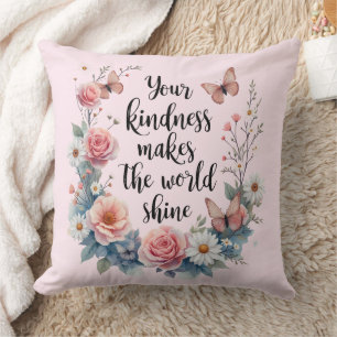 Inspirational Floral Quote with Butterflies Cushion