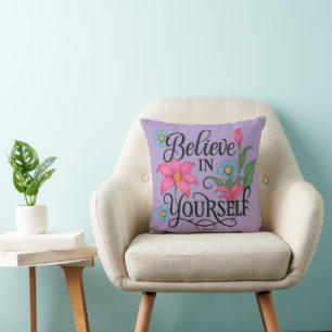 Inspirational Floral Throw Pillow (16" x 16")