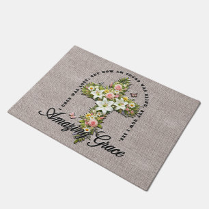 Inspirational Flower Cross Scripture/Sublimation Doormat