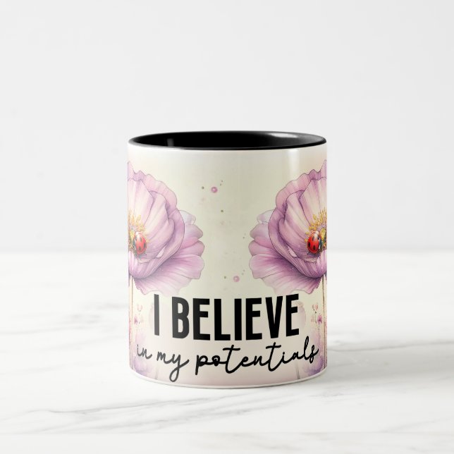 Inspirational Flower Wrap Two-Tone Coffee Mug (Center)