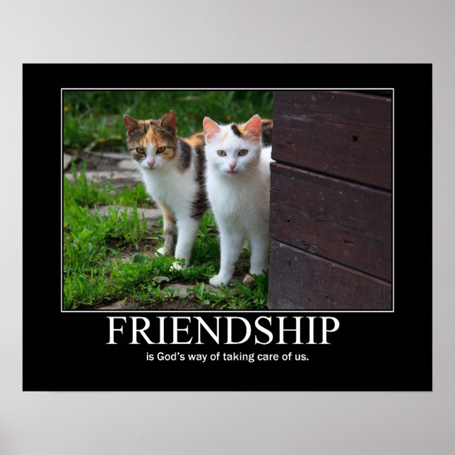 Inspirational Friendship Cat Artwork Poster (Front)