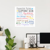 Inspirational Fun Elephant Kid Rules Typography Poster (Home Office)