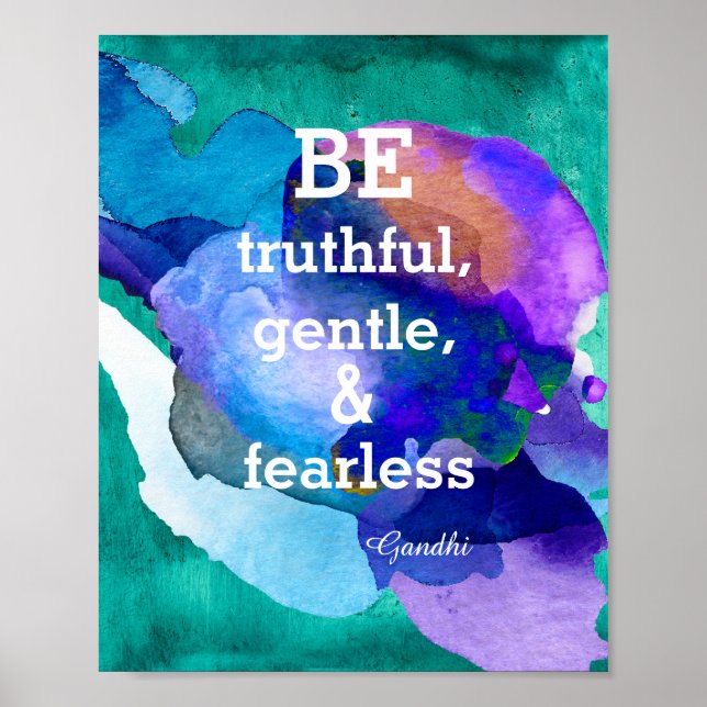 inspirational Gandhi quote poster watercolor paint (Front)
