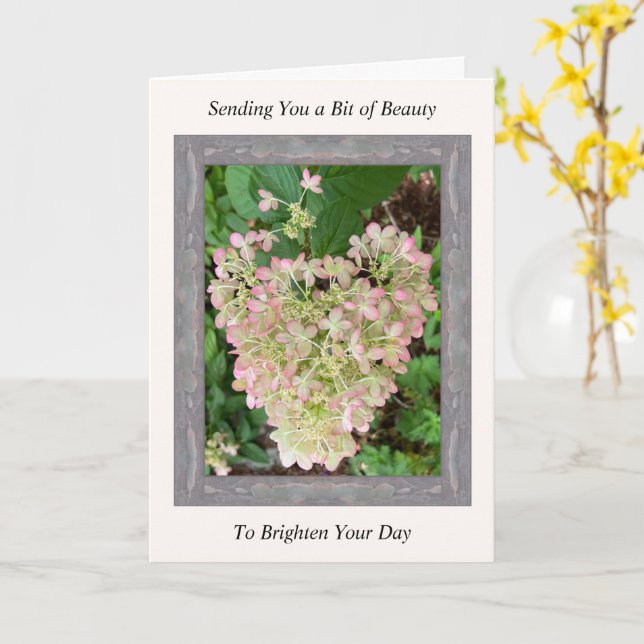 Inspirational Get Well Card with Pink Hydrangea (Yellow Flower)