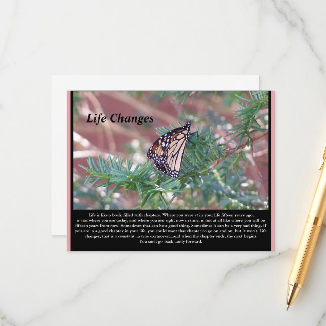 Inspirational Gifts Life Changes Enclosure Card (Front/Back In Situ)