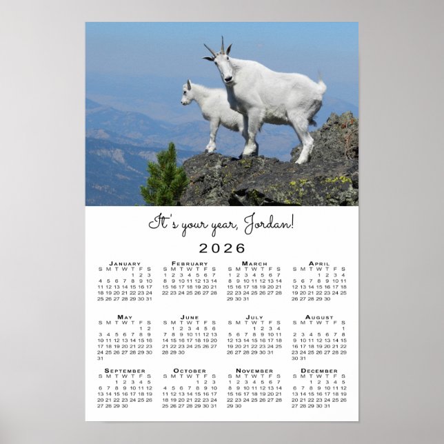 Inspirational Goat Photo Template 2026 Calendar Poster (Front)