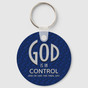 Inspirational GOD IS IN CONTROL Christian Key Ring