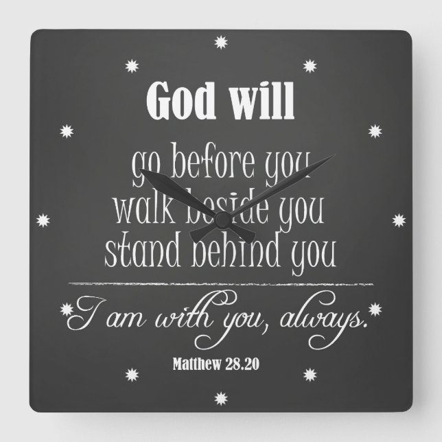 Inspirational God Will Quote with Bible Verse Square Wall Clock (Front)