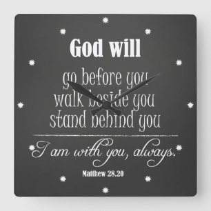 Inspirational God Will Quote with Bible Verse Square Wall Clock