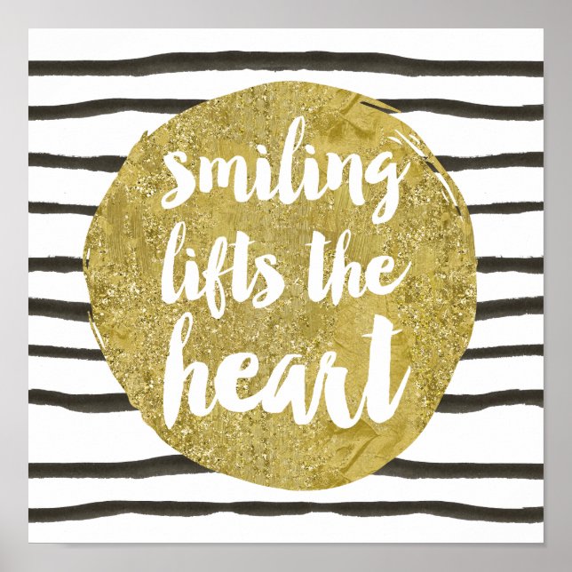 Inspirational Gold Lettering Typography Quote Poster (Front)