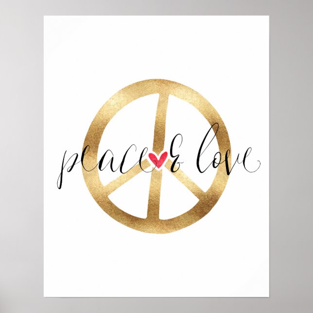 Inspirational Gold Peace Sign Heart (Front)