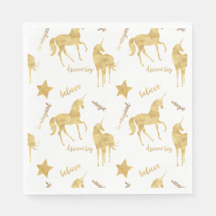 Inspirational Gold Unicorns Stars   Napkin