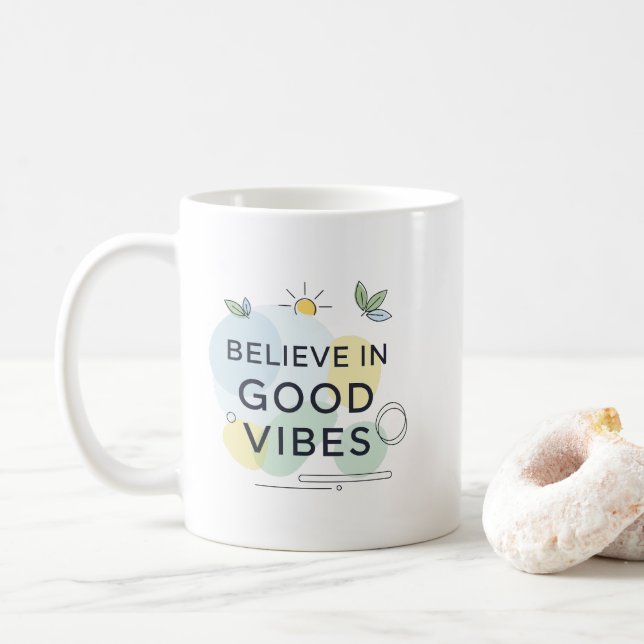 Inspirational Good Vibes Only Motivational Gift Coffee Mug (With Donut)