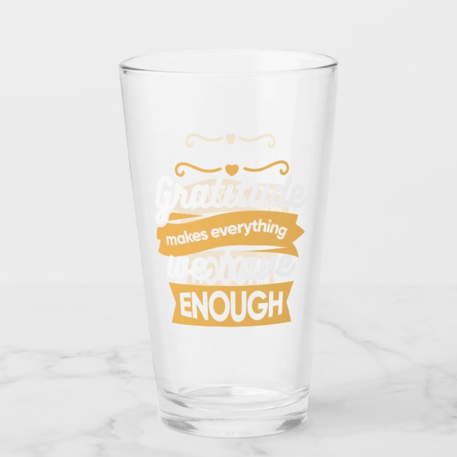 Inspirational Gratitude Typography Quotes Glass (Front)