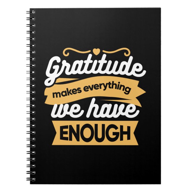 Inspirational Gratitude Typography Quotes Notebook (Front)