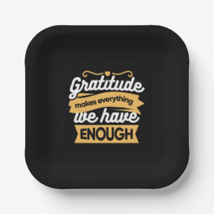 Inspirational Gratitude Typography Quotes Paper Plate