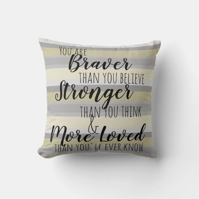 Inspirational grey yellow Pattern Pillow (Front)