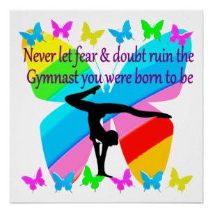 INSPIRATIONAL GYMNASTICS GIRL BUTTERFLY DESIGN POSTER