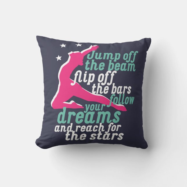 Inspirational Gymnastics Quote for Gymnast Girl Cushion (Front)