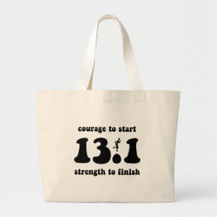 Inspirational half marathon large tote bag