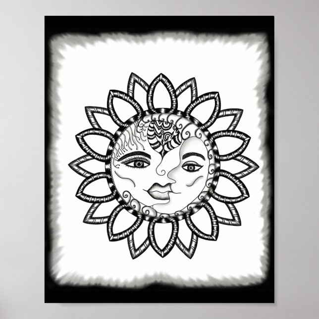 Inspirational Hand Drawn Art Sun Moon Poster (Front)