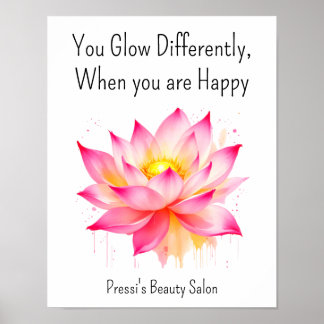 Inspirational Happiness Quote Pink Self Care  Poster