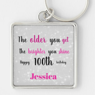Inspirational Happy 100th  Birthday Key Ring