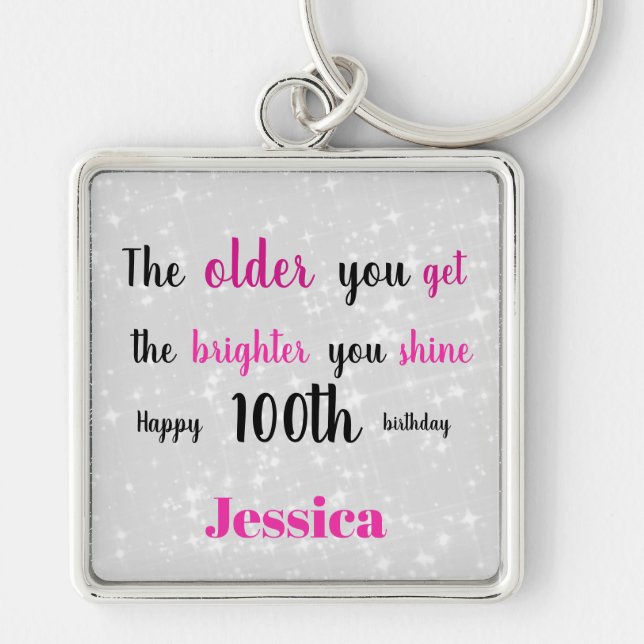 Inspirational Happy 100th  Birthday Key Ring (Front)