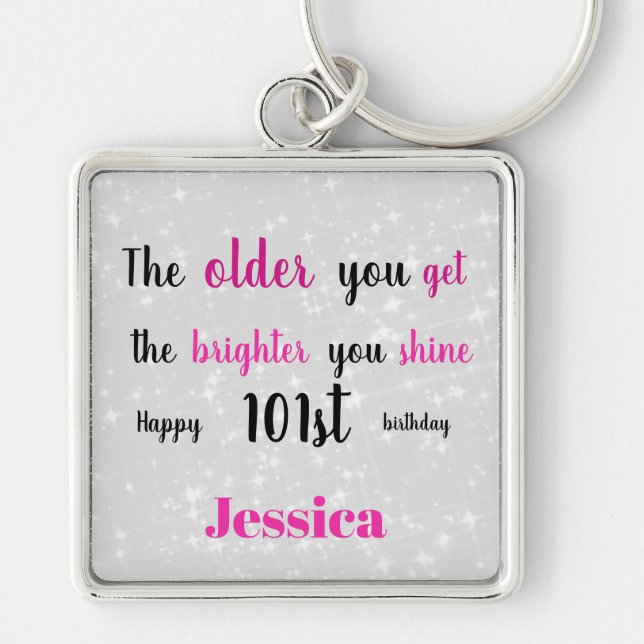 Inspirational Happy 101st  Birthday Key Ring (Front)