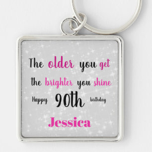 Inspirational Happy 90th  Birthday Key Ring