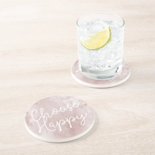 Inspirational Happy Chic Dusty Rose Blush Pink Coaster
