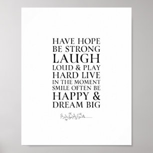 Inspirational Have Hope Black & White Quote Poster