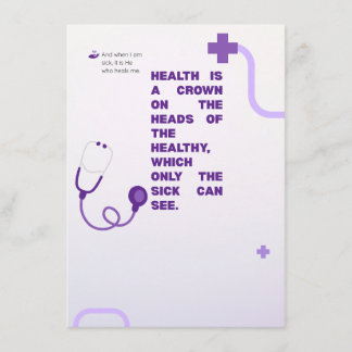 Inspirational Health Is A Crown Medical Quote Wall Enclosure Card