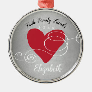 Inspirational Heard Faith Family Friends Holiday Metal Ornament